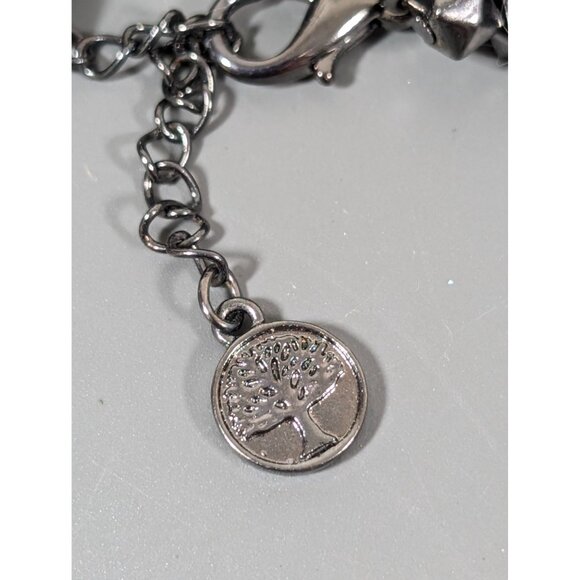 Geometric Gray Metallic Cluster Charm Statement Bracelet 9" - Picture 4 of 7